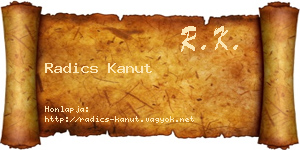 Radics Kanut névjegykártya